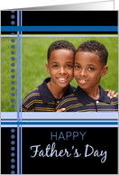 Happy Father’s Day Photo Card - Blue & Black Stripes card