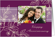 Wedding Anniversary Photo Card - Purple and Yellow Floral card