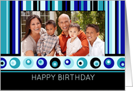 Happy Birthday Photo Card - Blue Stripes card