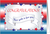 Congratulations Receiving USA Military Gift Quilt card