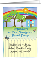 Custom Name Congrats on Blended Family, Marriage card