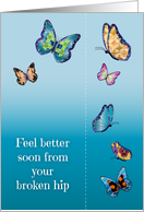 Feel better, broken hip, bookmark, butterflies card