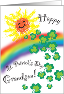 St Patrick’s Day Grandson Shamrocks Rainbow card