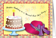 Birthday Red Hat Lady Cake card