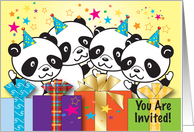 Kid’s Birthday Party Invitation, quads, pandas card