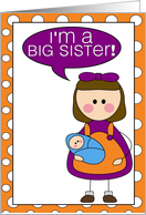 i’m a big sister - baby boy announcement card