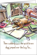 Pug Reading : Good Luck Card