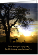 Loss of Husband Horse and Oak Tree in the Sunset Sympathy Card