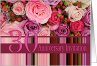 30th Wedding Anniversary Invitation Card - Pastel roses and stripes card