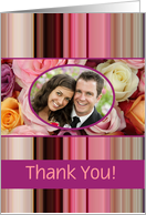 Wedding Thank You Custom Front Pastel Roses and Stripes card