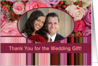 Wedding Thank You Custom Front Pastel Roses and Stripes card