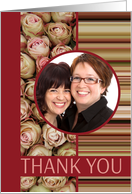 Wedding Thank You - Custom Front - pale roses & stripes card
