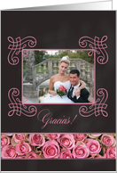 Gracias - Spanish Wedding Thank You - Chalkboard roses - Custom Front card