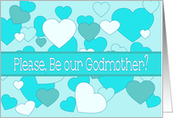 Twin Boys Blue Godmother Invitation Dots and hearts card