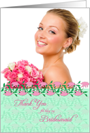 Custom photo bridesmaid thank you card with pink roses card