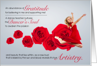 Dance Teacher Thank You Dancer with Red Roses card