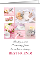 Maid of Honor Request for Best Friend Pink and White card