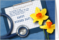 Happy Nurses Day Stethoscope and Spring Daffodils card