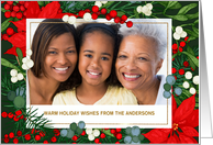 Happiest Holidays. Poinsettia Frame Christmas Photo Card