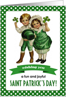 Happy St. Patrick’s Day Vintage Irish Kids with Lucky Shamrocks card