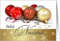 Feliz Navidad.Spanish Christmas Card with Christmas Ornaments card