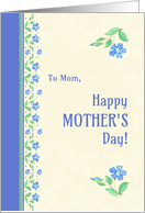 For Mom on Mother’s Day Blue Periwinkles on Ecru card