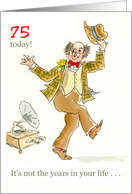 75th Birthday with Man Dancing to Vintage Gramophone card