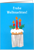Christmas Cupcake with Candles and German Greeting Blank Inside card