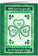 St Patrick’s Greetings with Love to All and Shamrocks card