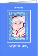 New Baby Boy Announcement Photocard card