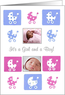 New Baby Twins Photo Card Announcement card