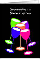 Congratulations Gay Wedding Colourful Toasting Glasses card