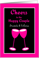 Lesbian Congratulations Custom Wedding Pink Toasting Glasses card