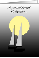 Gay Wedding Two Boats sailing in the Moonlight card