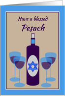 Friend Passover Pesach Kosher Wine and Four Glasses card