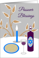 Daughter Son in law Passover Seder Table w Kosher Wine and Matzah card
