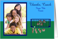 Thank You Coach Photo Card, custom, Raccoons playing volley ball card