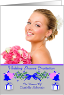 Invitations, Wedding Shower, Custom Name Photo Card, Bells, flowers card