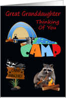 Thinking Of You, Great Granddaughter, At Summer Camp, raccoons card