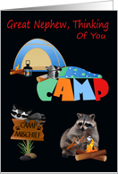 Thinking Of You, Great Nephew, At Summer Camp, raccoons camping card