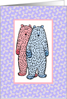girl and boy bears, blank note card