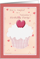 Birthday Valentine Party Invitation - Cupcake with Heart card