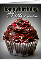 Happy Birthday Sister In Law-Chocolate Cupcake card