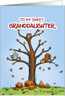 Happy Thanksgiving - Sweet Granddaughter - Pumpkins, Acorns - Fall card