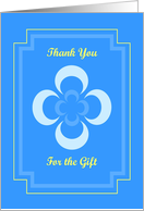 Thank you for the gift, cheerful flower design with yellow border card