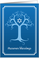 Blue tree of life passover blessings card