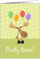 Birthday Party Invitation, Cute cartoon moose card