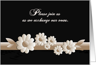 Wedding Invitation, bone and black, flowers card