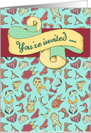 Bridal Lingerie Shower Invitation, underwear pattern, vintage banner card
