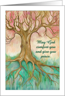 With Sympathy May God Comfort You and Give You Peace with Tree card